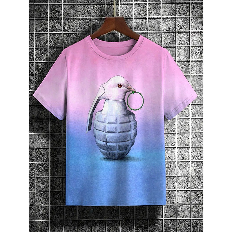 Mens 3D-printed Short-sleeve Sports T-shirt Top