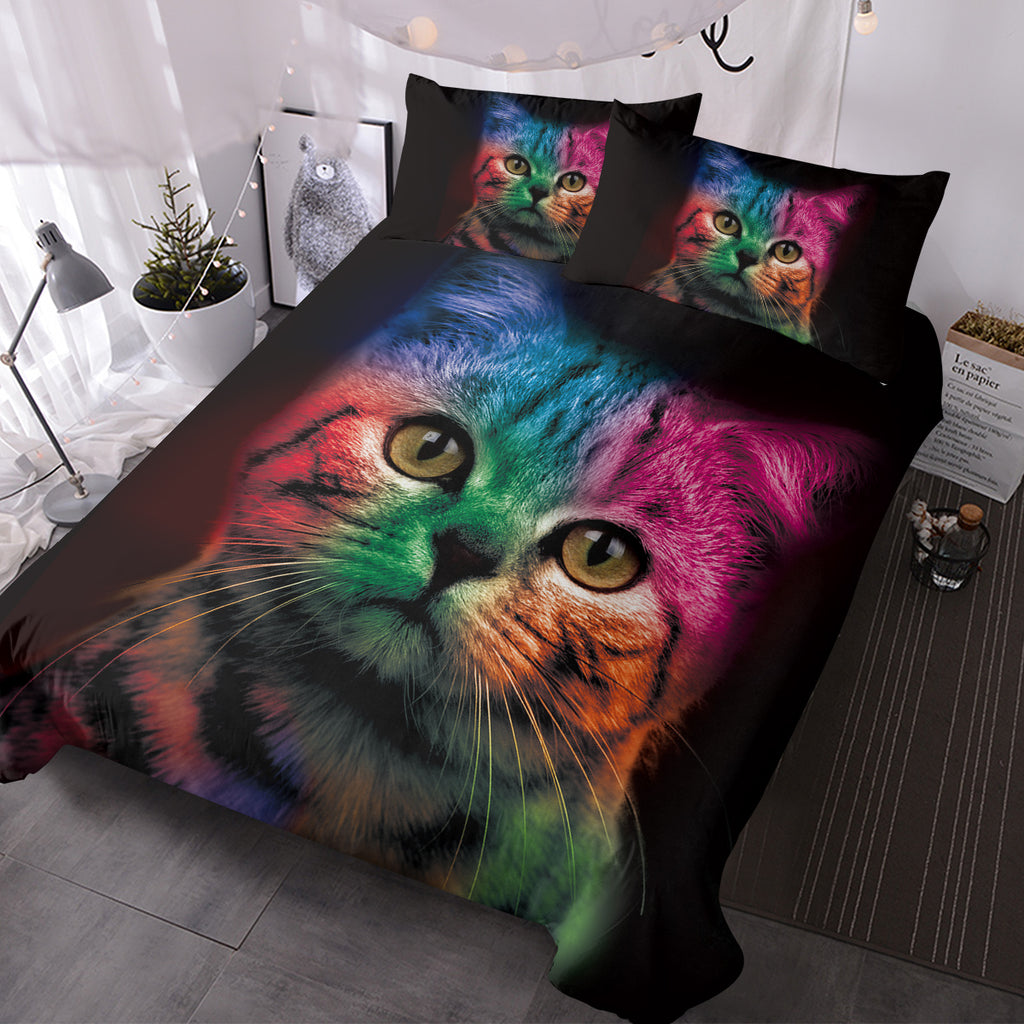 Colourful Cat Duvet Cover Set (3pc) | Soft Microfibre Bedding