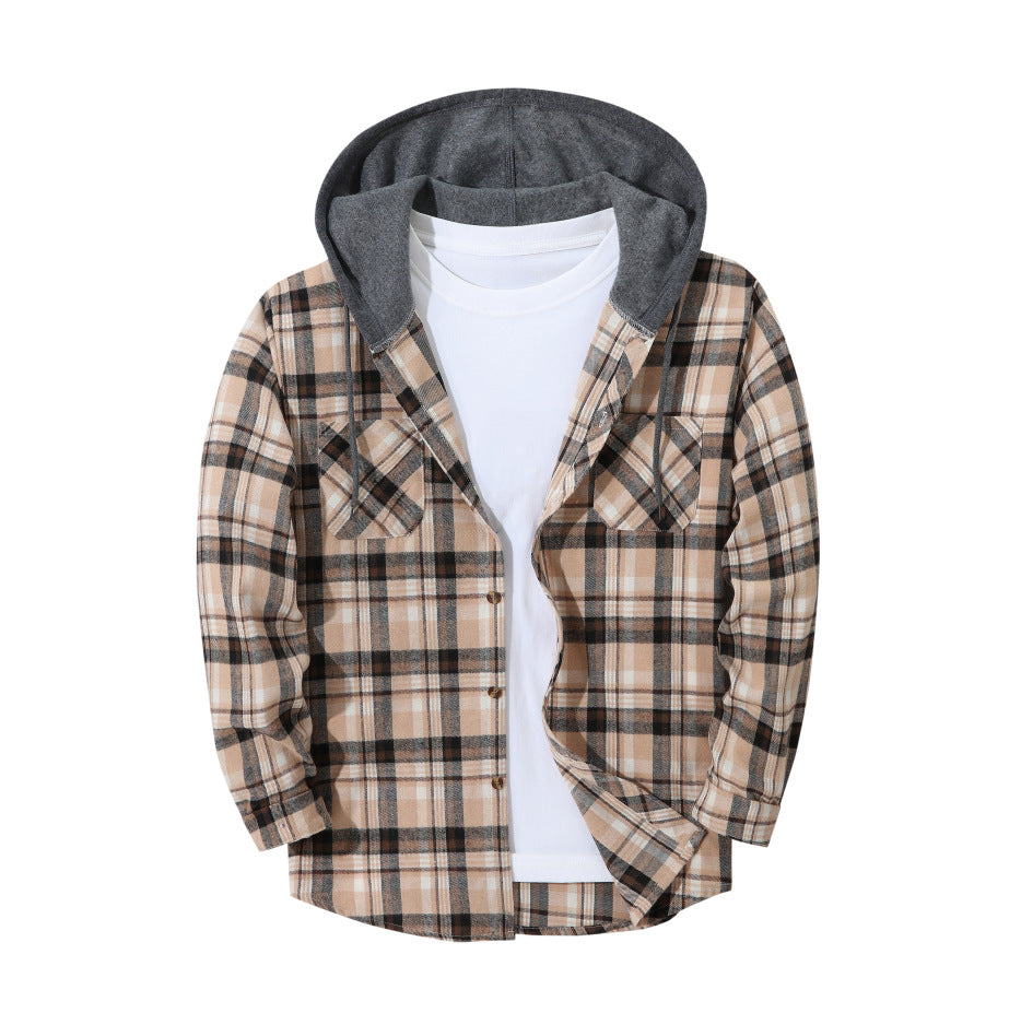 Men’s Plaid Hooded Jacket UK | Trendy Check Hoodie Coat