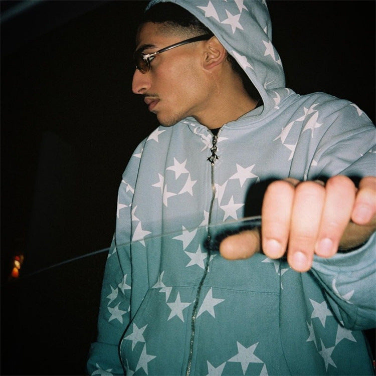 Star Print Zip Hoodie UK | Unisex Streetwear Jacket