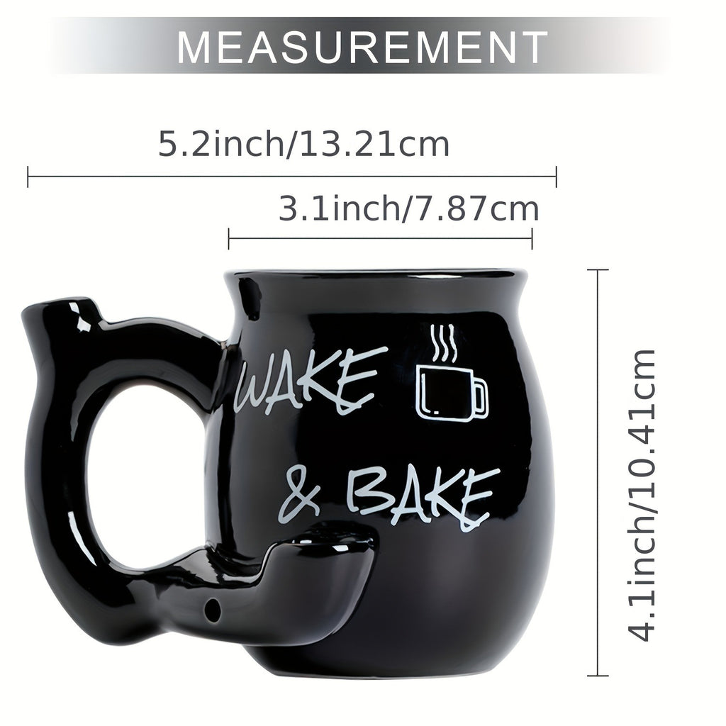 Wake & Bake Mug | Funny Pipe Handle Novelty Coffee Cup