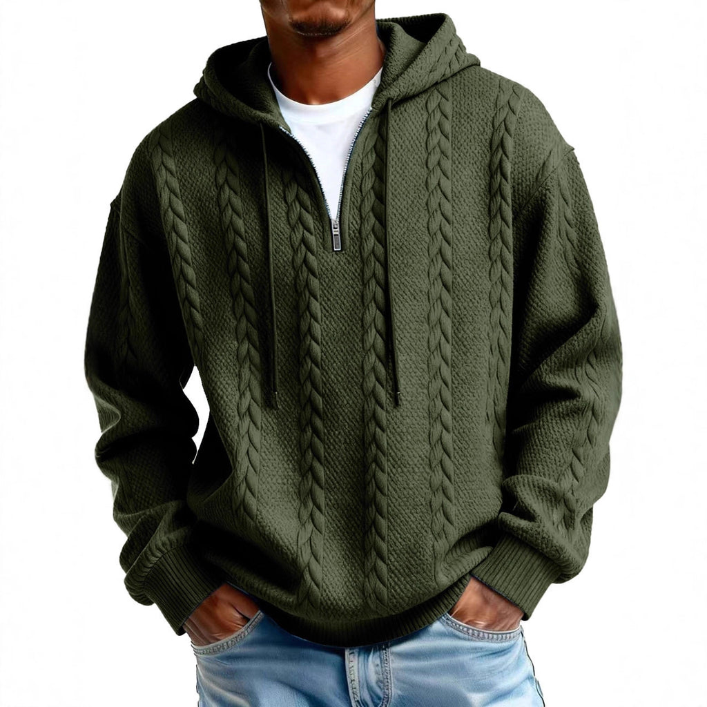 Mens Half Zip Hooded Sweatshirt | Casual Autumn Hoodie