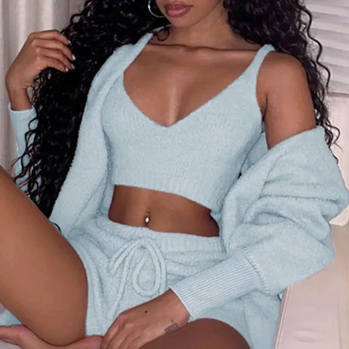 3pcs Womens Clothing Pajama Set
