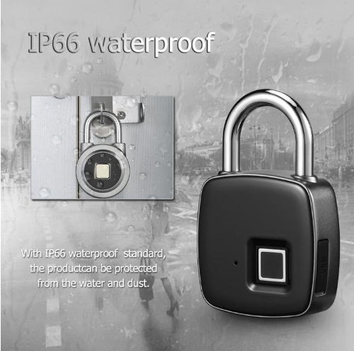 Smart Fingerprint Padlock | IP66 Waterproof | USB Rechargeable