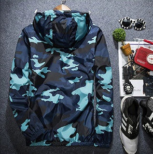 Men’s Camo Hooded Jacket – Lightweight Zip-Up Windbreaker (Spring/Autumn)