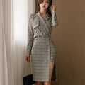 Women's Office Fashion Plaid Blazer Dress