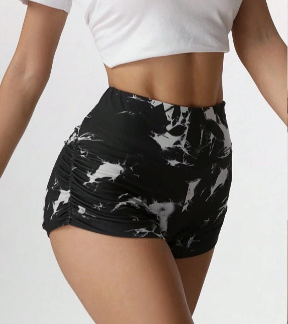 Halloween Skull Print Cropped Pleated Leggings