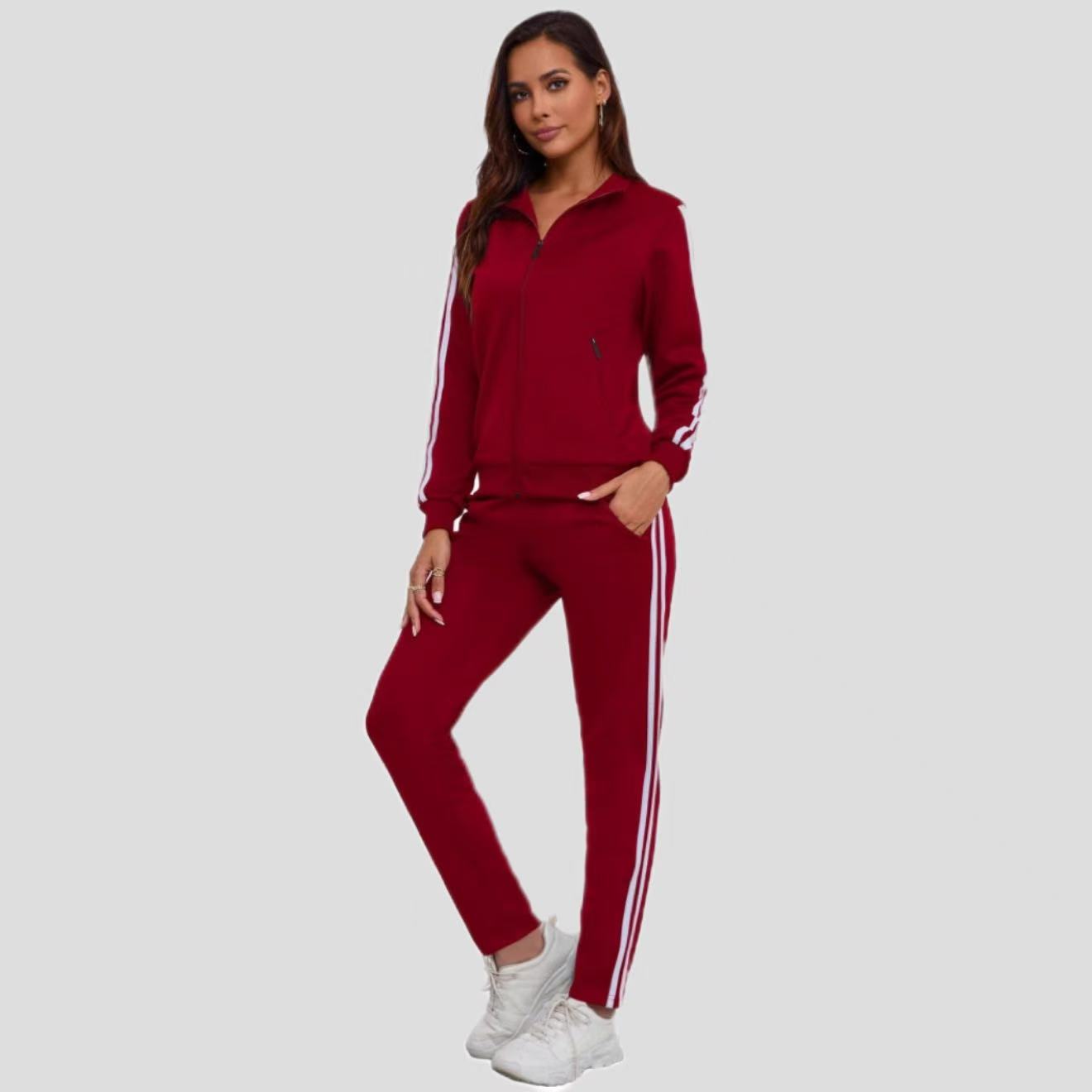 Women's Fashionable Printed Sports Long-Sleeve Hoodie Set