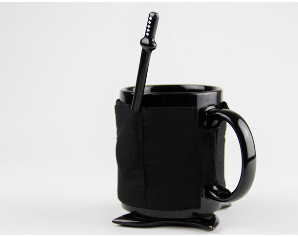 Stealth Ninja Mug Gift Set (with Sword Stirrer + Ninja Star Coaster)
