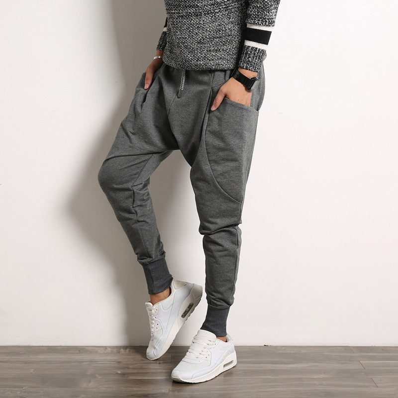 Solid Color Plus Size Harem Suspend Casual Mens Trousers