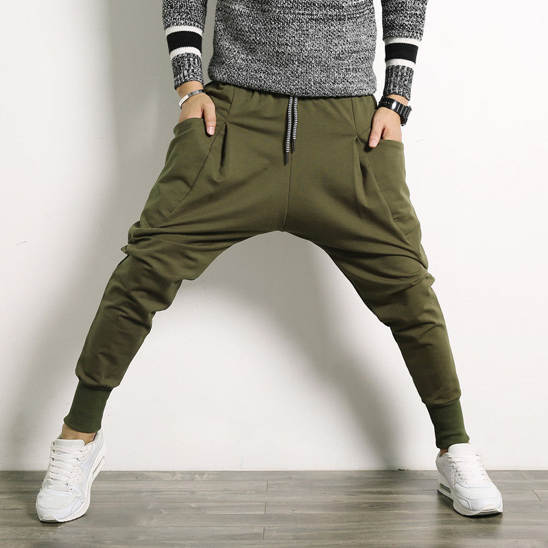 Solid Color Plus Size Harem Suspend Casual Mens Trousers