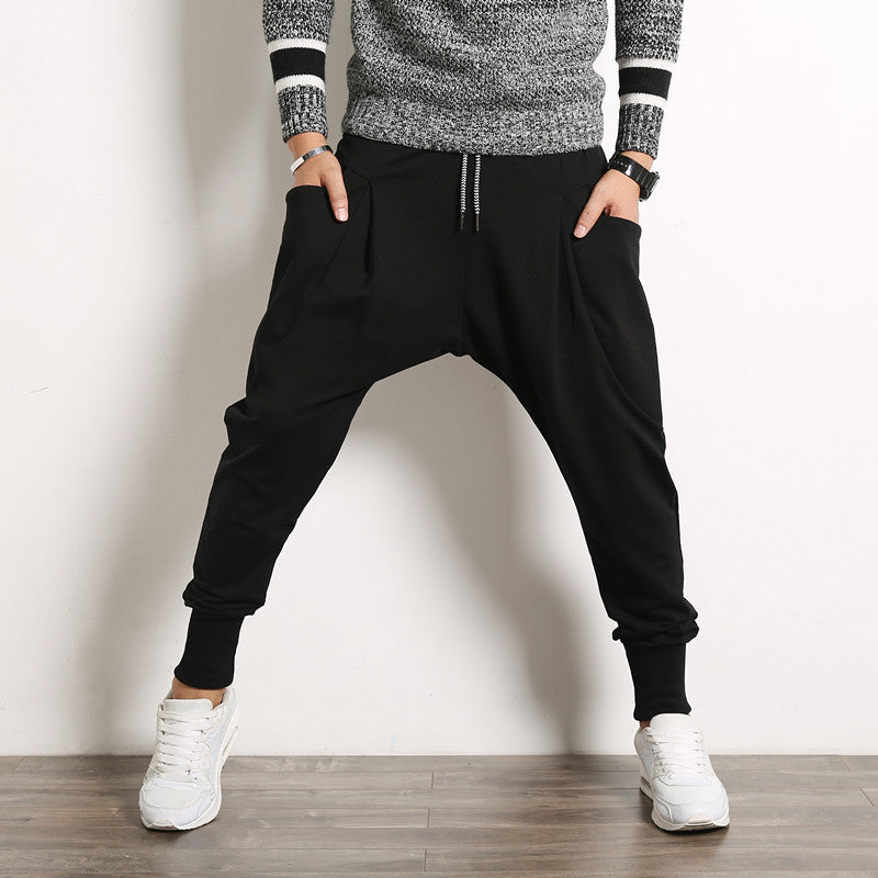 Solid Color Plus Size Harem Suspend Casual Mens Trousers