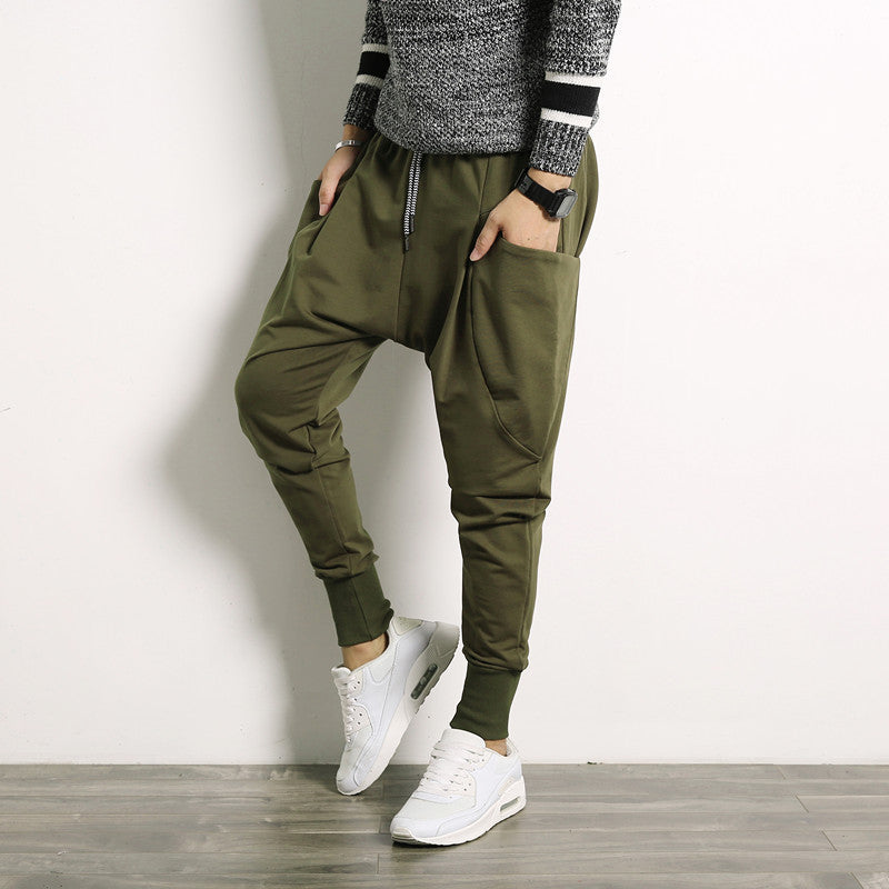 Solid Color Plus Size Harem Suspend Casual Mens Trousers