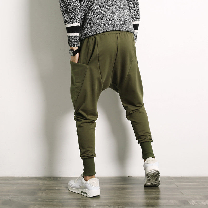 Solid Color Plus Size Harem Suspend Casual Mens Trousers