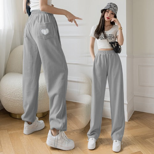 Women's Wide Leg Love Drawstring Baggy Trousers