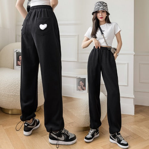 Women's Wide Leg Love Drawstring Baggy Trousers