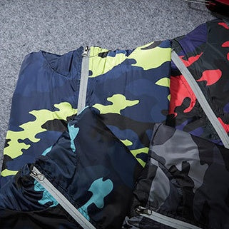 Men’s Camo Hooded Jacket – Lightweight Zip-Up Windbreaker (Spring/Autumn)
