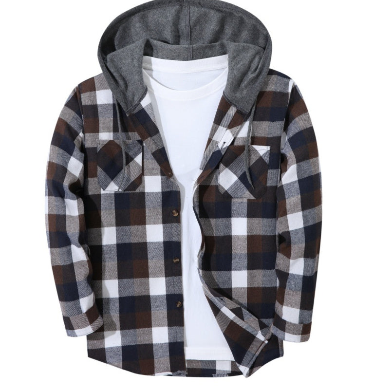 Men’s Plaid Hooded Jacket UK | Trendy Check Hoodie Coat