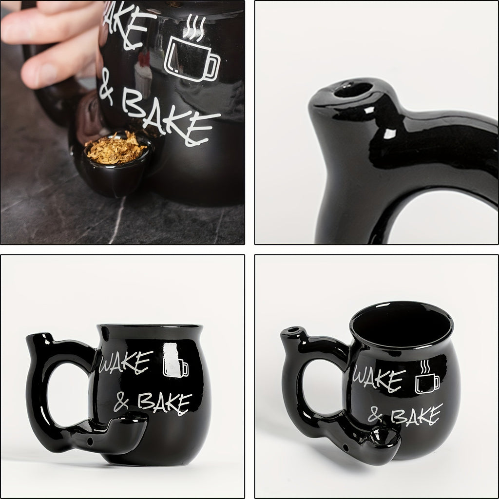 Wake & Bake Mug | Funny Pipe Handle Novelty Coffee Cup