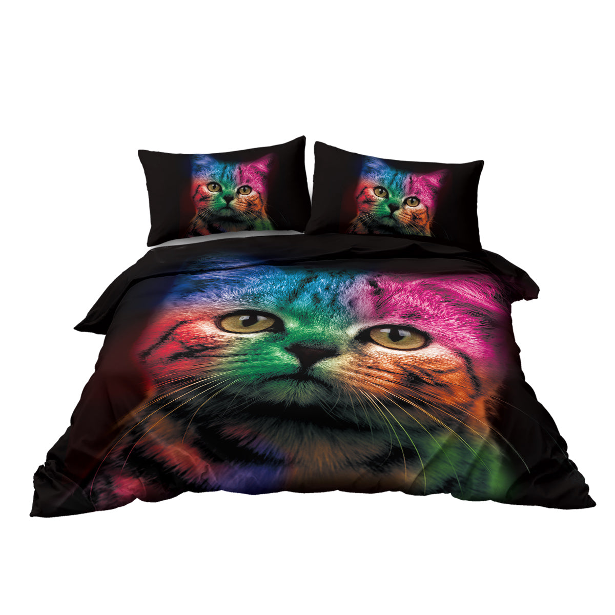 Colourful Cat Duvet Cover Set (3pc) | Soft Microfibre Bedding