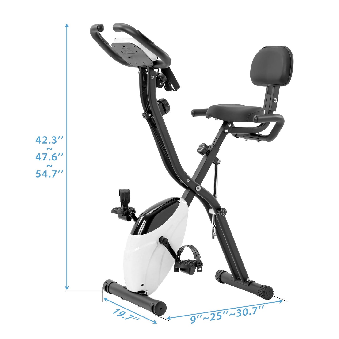 2-in-1 Folding Exercise Bike (Upright + Recumbent) – 10 Resistance Levels, LCD Monitor, Arm Bands & Backrest | Home Cardio Bike