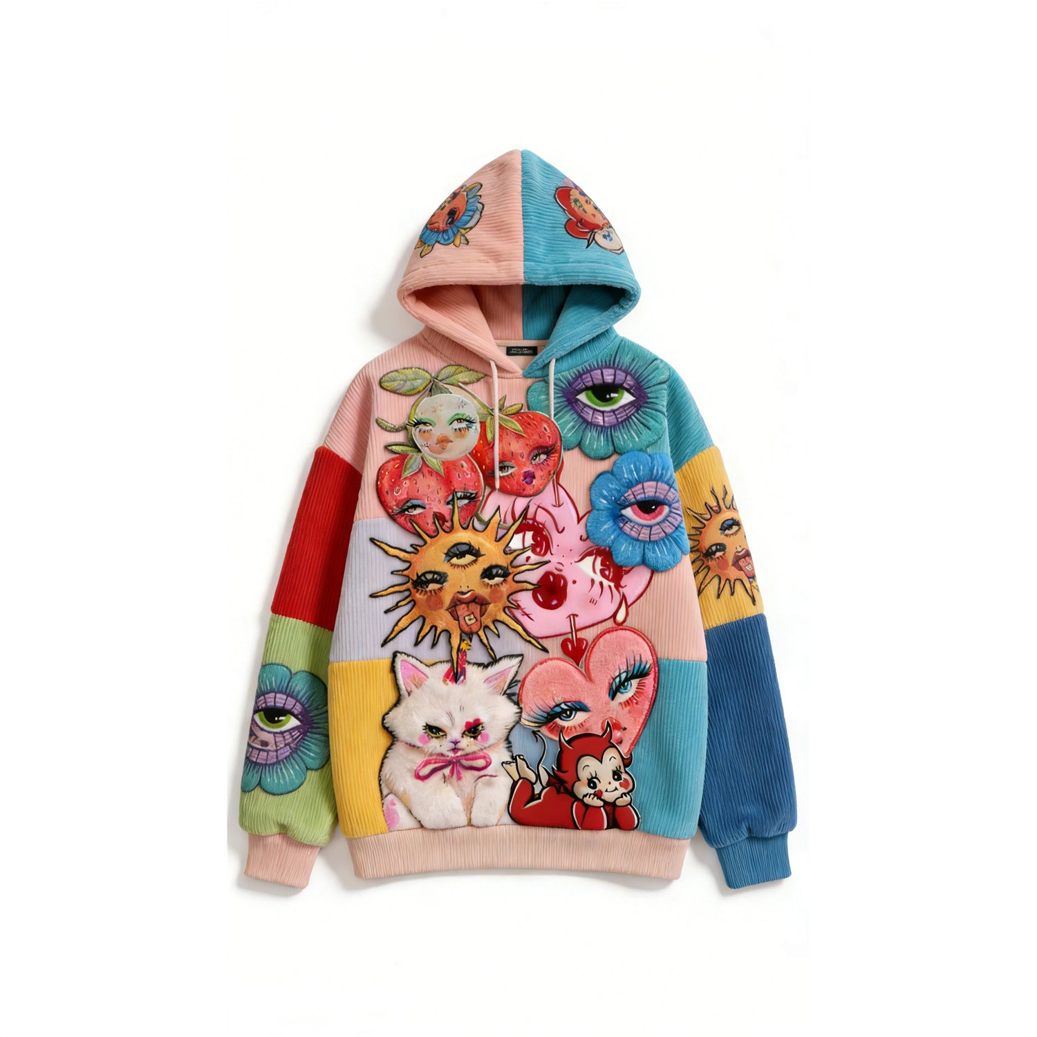 Fashion Printed Casual Hoodie | Colour Block Graphic Sweater