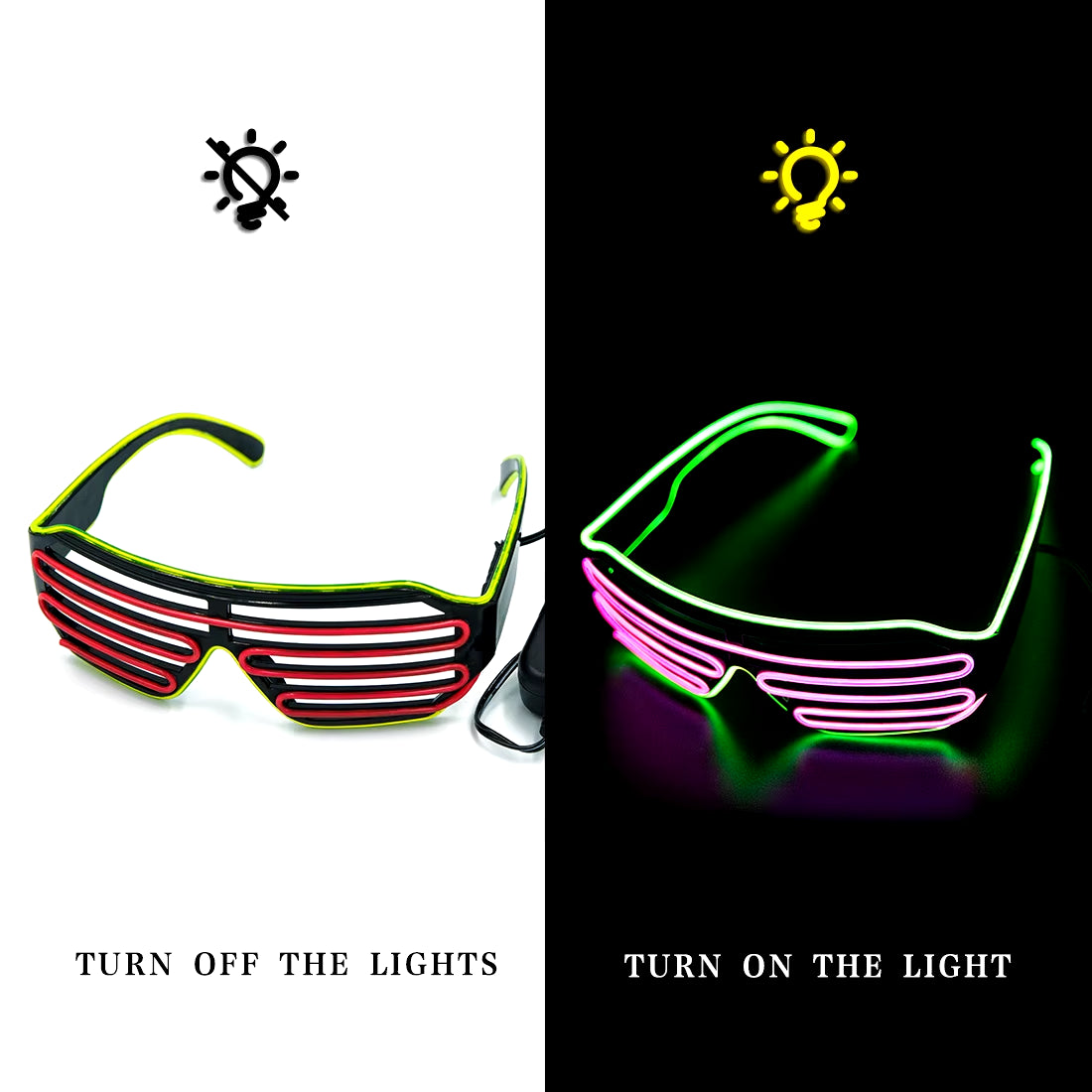 Glowing Glasses LED Gafas Luminous Bril Neon Christmas Glow Sunglasses Flashing Light Glass for Party Supplies Prop Costumes New