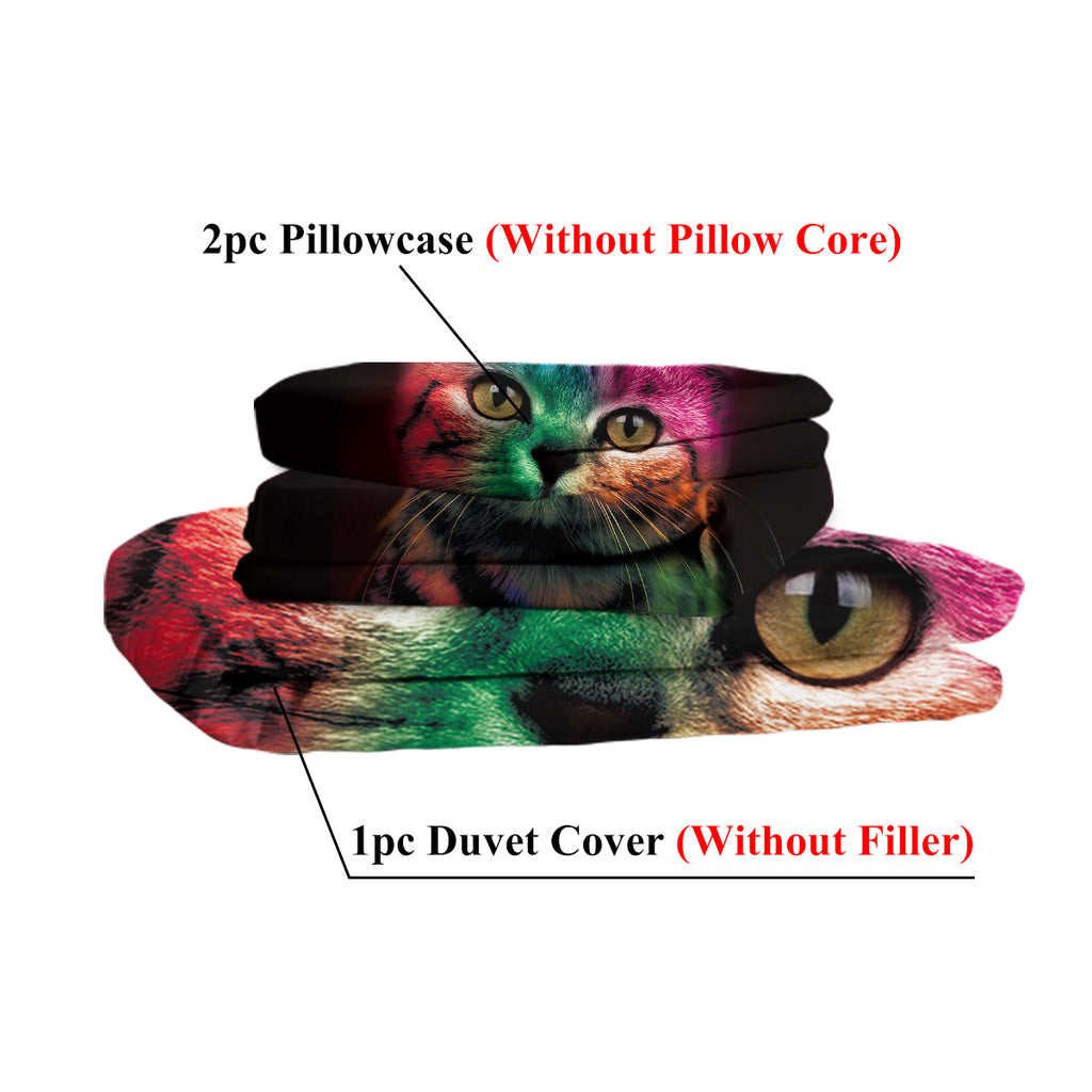 Colourful Cat Duvet Cover Set (3pc) | Soft Microfibre Bedding