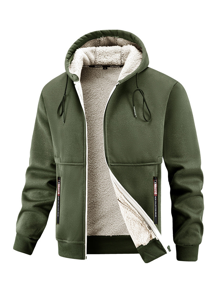 Mens Thickened Winter Lambswool Jacket | Warm Outdoor Coat