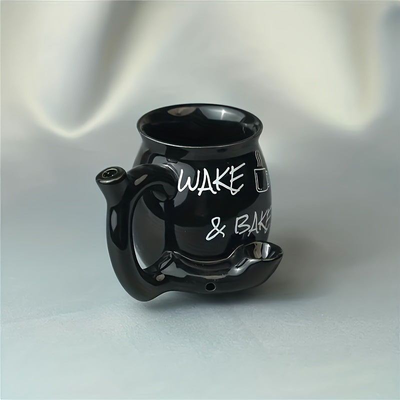 Wake & Bake Mug | Funny Pipe Handle Novelty Coffee Cup