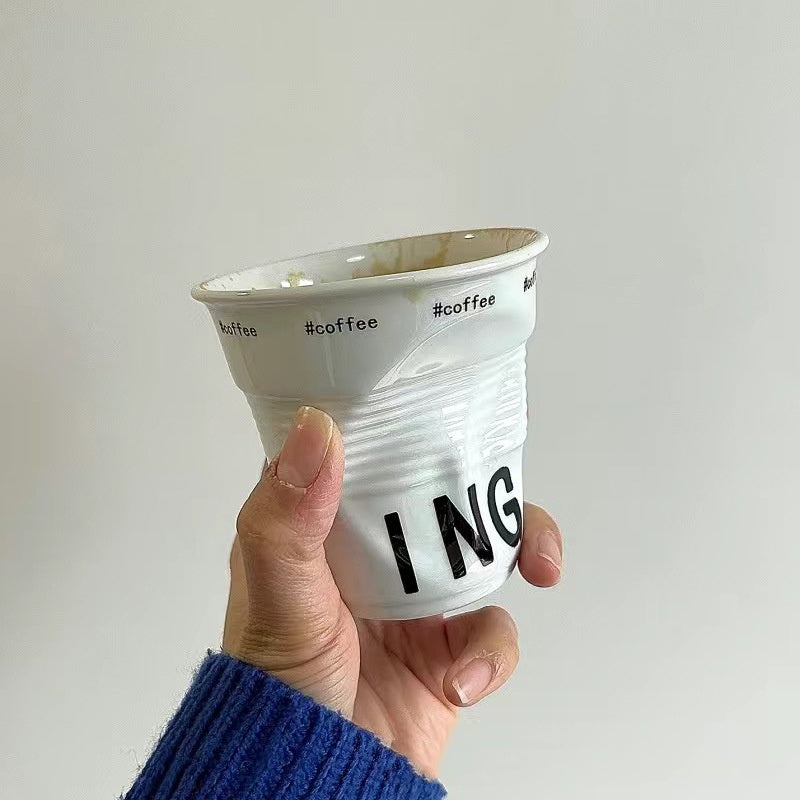 French Pleated Cup Irregular Ceramic