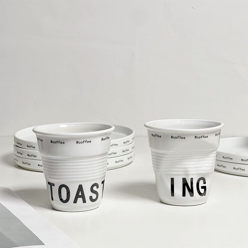 French Pleated Cup Irregular Ceramic