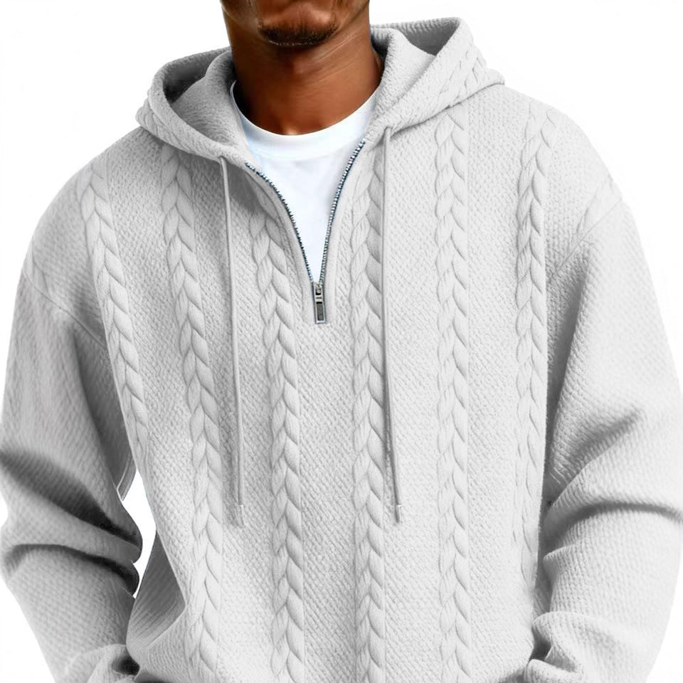 Mens Half Zip Hooded Sweatshirt | Casual Autumn Hoodie