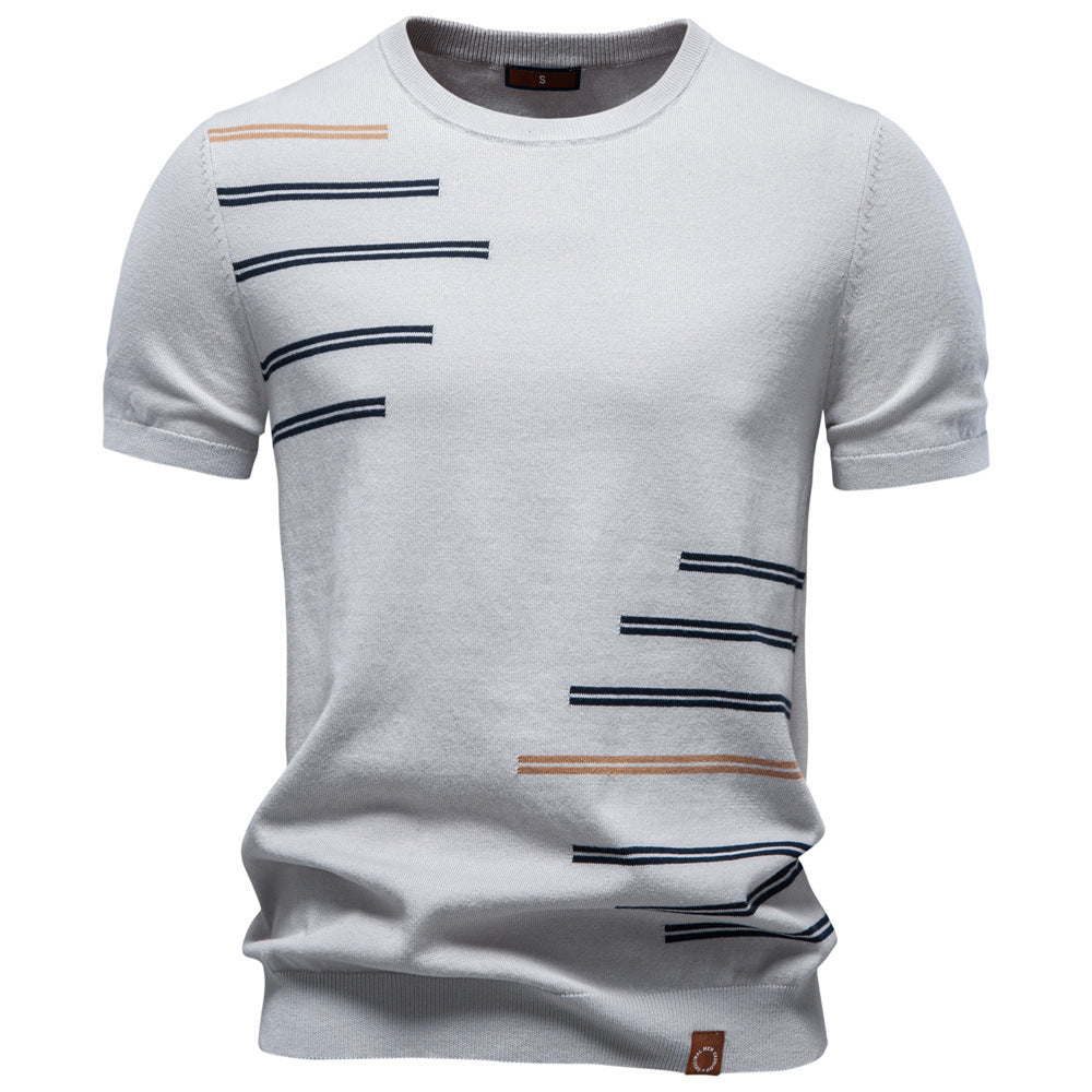 Pure Cotton Men's Short-sleeve Knitted T-shirt