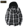 Men's Plaid Shirt Casual Hooded Jacket With Two Pockets