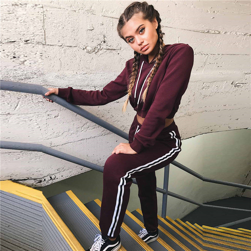 Women's Tracksuits 2 Piece Set Pink Crop Top And Pants