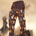Technology Printing Trousers Elastic Closed Rope Straight-leg Trousers