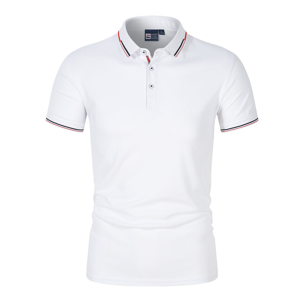 Mens Solid Colour Polo Shirt | Stand Collar Short Sleeve