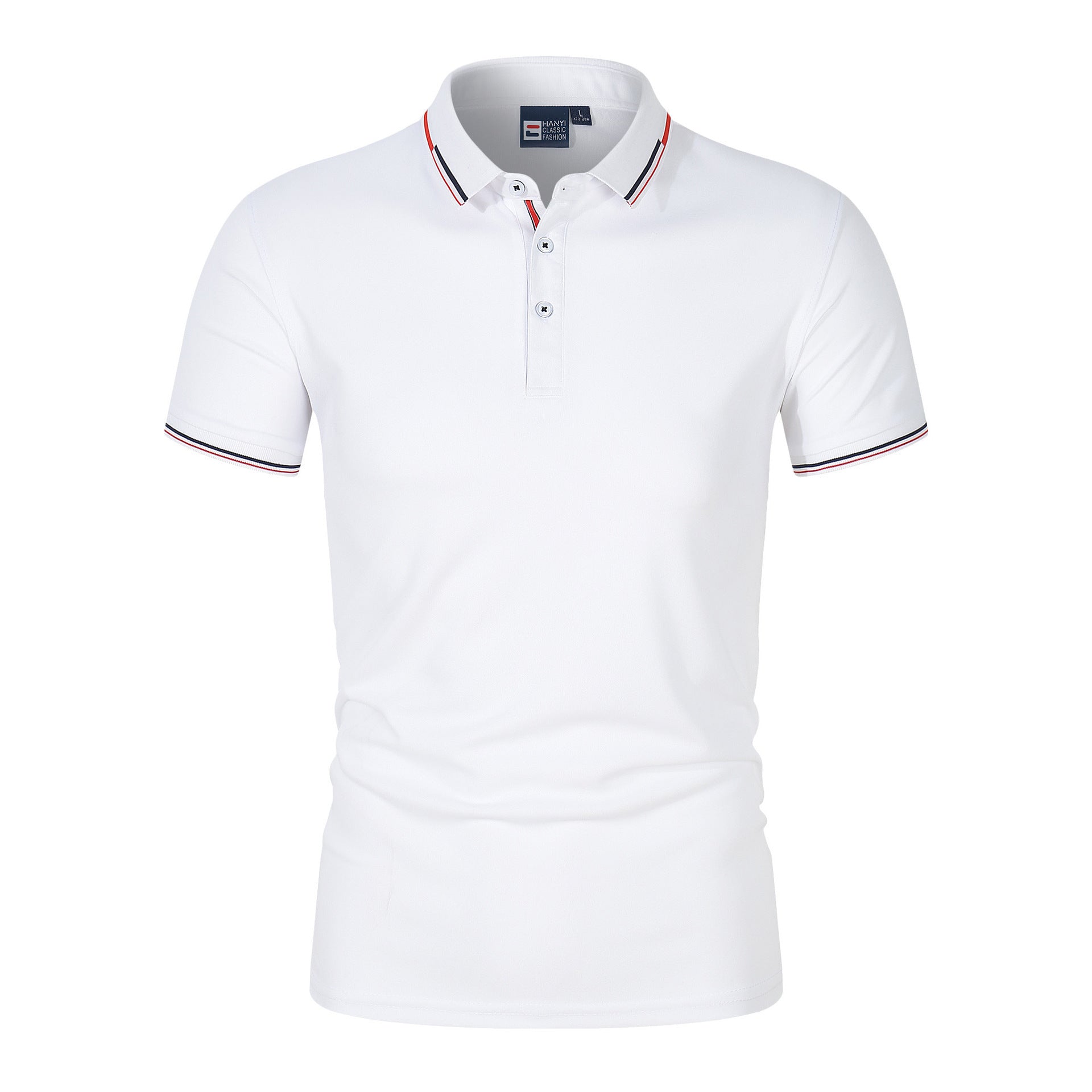 Mens Solid Colour Polo Shirt | Stand Collar Short Sleeve
