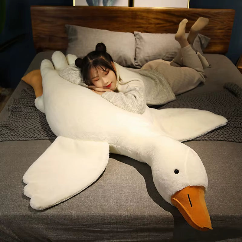 160Cm Cheap Huge Cute Goose Plush Toys Big White Duck Doll Soft Stuffed Animal Sleeping Pillow Cushion Christmas Gifts for Kids