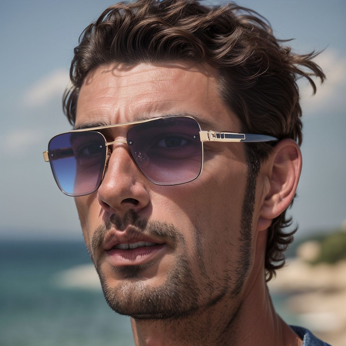 Men’s Square Sunglasses | UV400 Designer Look