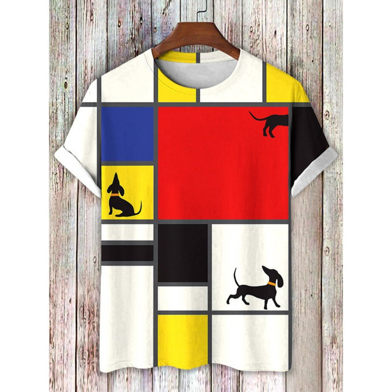 Mens 3D-printed Short-sleeve Sports T-shirt Top