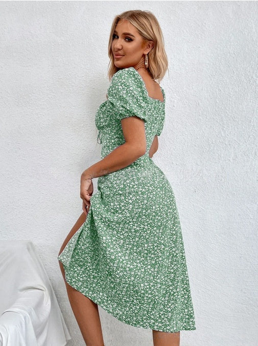French-Style Floral Slip Dress - Adjustable Suspender Straps