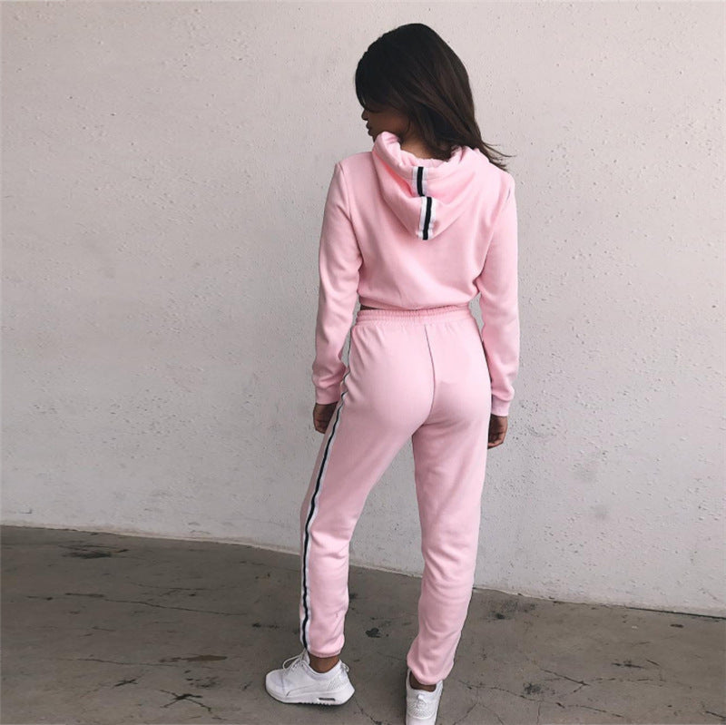 Women's Tracksuits 2 Piece Set Pink Crop Top And Pants