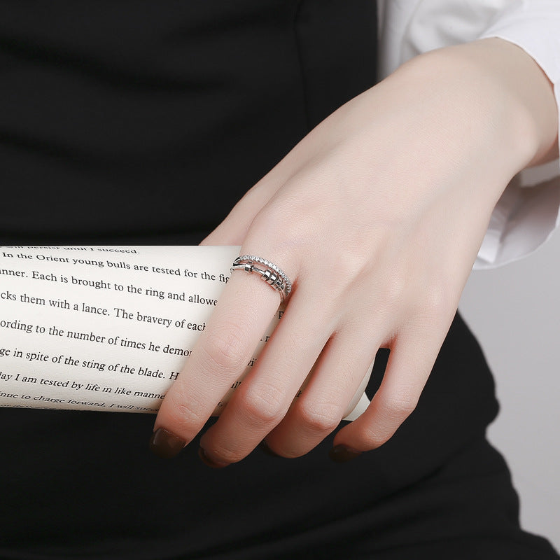 Five-ring Zircon Rotatable Ring Hipster