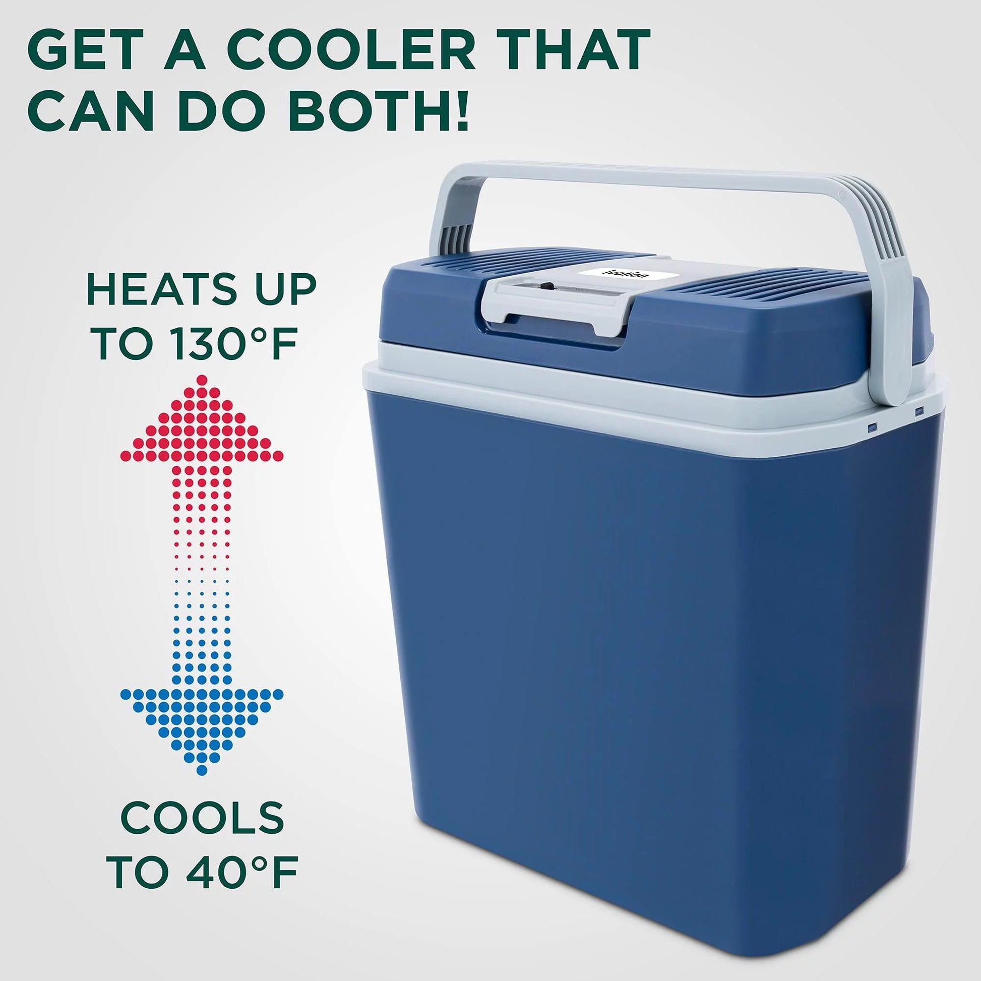 Electric Cooler & Warmer, 24 L Portable Thermoelectric 12 Volt Cooler with Handle - Blue