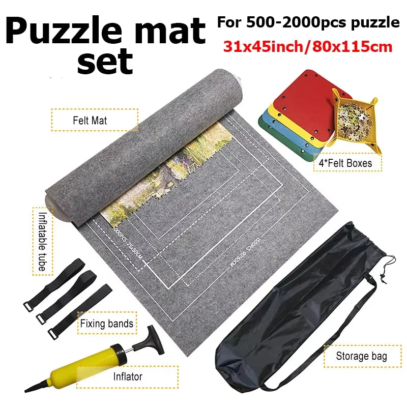 1500~3000Pcs Puzzle Mat Roll up Non Woven Fabric Children Puzzle Toy Accessories Brainstorming Game Parent-Child Interaction TMZ