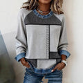 Crew-neck Raglan Denim Patchwork Sweatshirt