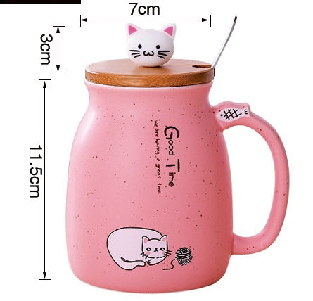 Cat Mug 450ml – Comes With Lid + Spoon