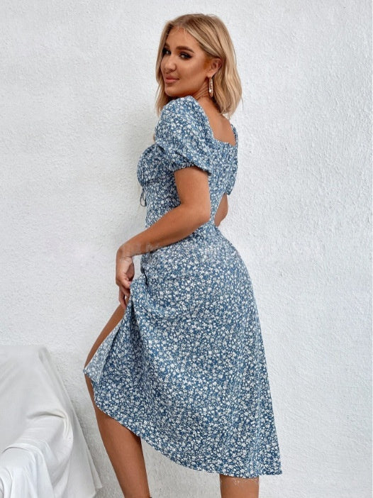 French-Style Floral Slip Dress - Adjustable Suspender Straps